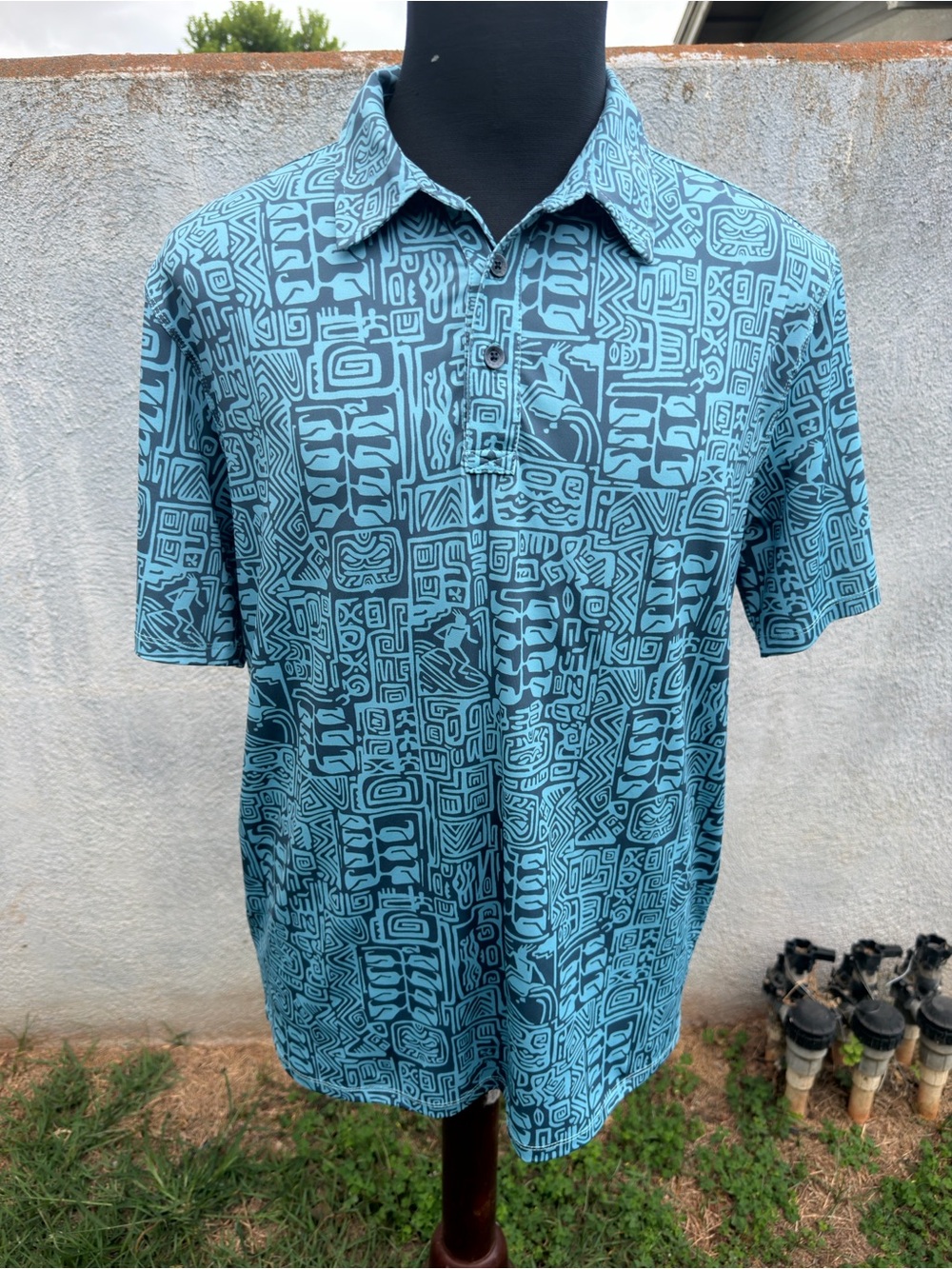 PreOwned Kahala Polo Shirt Brrr Hawaiian Print Men's Medium